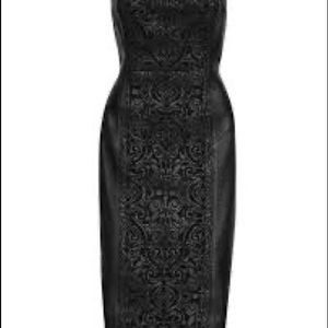 White House Black Market genuine leather strapless dress.  Never worn. Size 6.